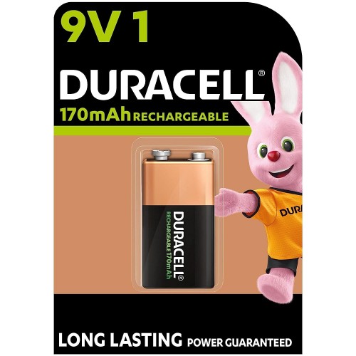 Duracell Rechargeable Batteries  9V 170 mAh MiMH Pack of 1Pcs