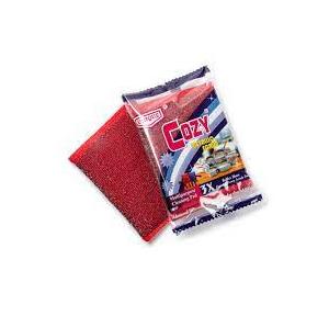 Unique Scrubber CZ02 Cozy Metallic Sponge Scrubber Red & Blue Packing 12Pcs