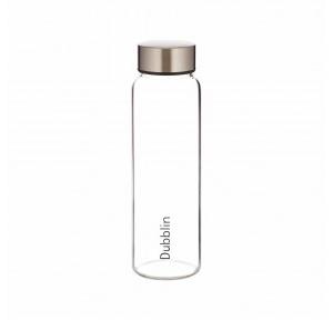 Dubblin  Water Bottle Stream 1000 Borosilicate Glass Steel Lid 1L