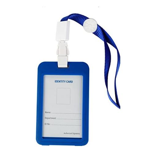 Worldone 2 Side Display ID Card Holder (Without Lanyard)(Blue, Vertical)