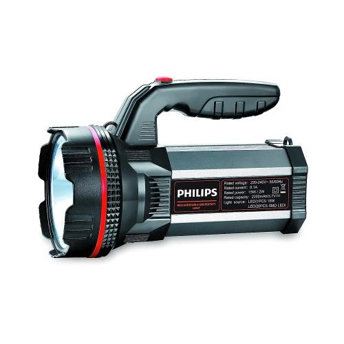 Philips Led Rechargeable Torch Blaze 15W/2W Synthetic Resin and Metal Multi-Functional Emergency 4 Lighting Modes 2200 mAh Battery With up to 4 hrs of Backup Power 3.7V 0.1Amp