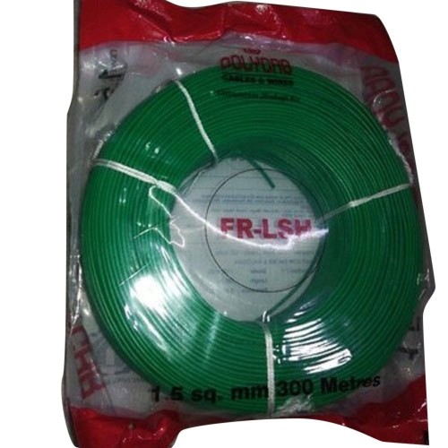 Polycab Single Core Copper Flexible Wire FRLS 1.5 sqmm Green 300 mtr Roll