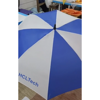 Umbrella Heavy Duty 190 GSM Polyester Fabric 60 Inch With Tech Logo Color Blue and White