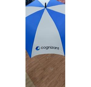 Umbrella Heavy Duty 190 GSM Polyester Fabric 60 Inch With Tech Logo Color Blue and White
