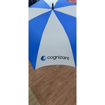 Umbrella Heavy Duty 190 GSM Polyester Fabric 60 Inch With Tech Logo Color Blue and White