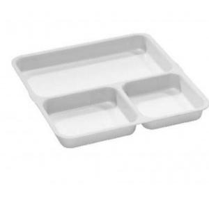 Kenford Polycarbonate Lunch Plate Square DCT 0909 (PC) 3 Compartment Size 9x9 Inch, White