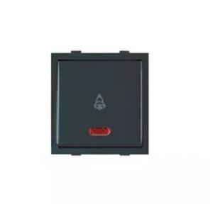 Anchor Roma Classic Flat Bell Push Switch With Indicator 20935MB 10A 2 Module Matt Black