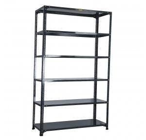 MS Heavy Duty Slotted Angle Rack   14 Gauge Angle with 20 Gauge 6 Shelves 0.9 mm Thickness Power Coated Grey Capacity 90 kg Approx Each Shelves, L1200mm X D450 mm X H1800mm, 1 Pcs