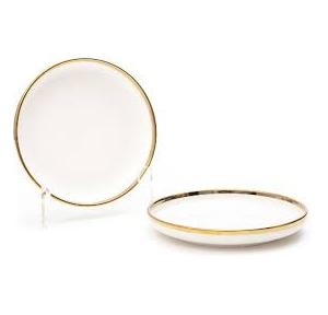 Diva Laopala Cosmo Quater Plate Bone China With Gold Line Round 8 inch