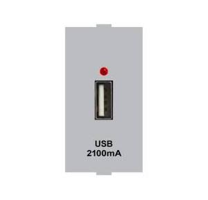 Anchor Roma Urban USB A Charger Single Port(2.1A 5V DC) 66715S 1 Module (CRS Certified) Silver