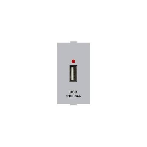 Anchor Roma Urban USB A Charger Single Port(2.1A 5V DC) 66715S 1 Module (CRS Certified) Silver