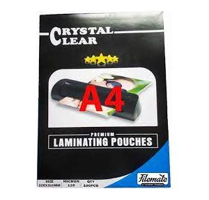 Crystal Clear  Lamination Pouches A4 Size 125 Microns  Pack of 100