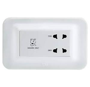 Anchor Roma Urban Shaver Socket With Transformer (With 4 Module Curve Plate) 66704 20VA  White