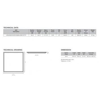 Havells Venus Neo Square Led Light 2X2 PLR VENUSNEO2X2PLR36WLED857STTR 36W 6500K Cool White 595x595x35 MM