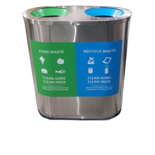 Duo Dustbin Stainless Steel 202 18 Gauge Cabinet Set Capacity: 60+60 Ltr, Dimension: 31x14x29 Inch