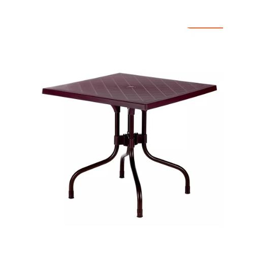 Supreme Olive Plastic Foldable Square Dining Table with Aluminum Base  Dimension 31(L) X 31(W) X28(H) inch, Color : Globus Brown