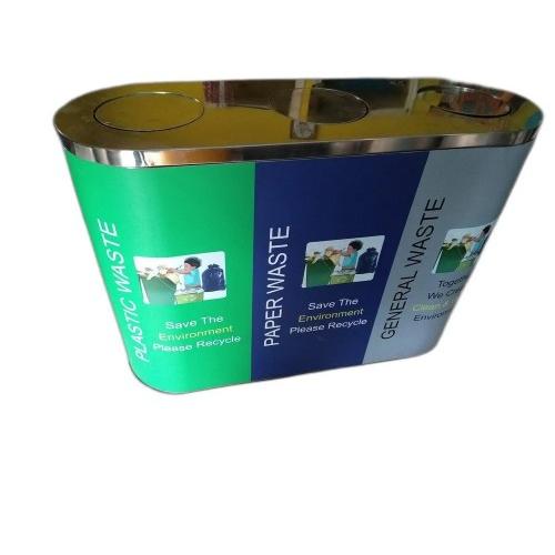 Trio Container Dustbin Round Capacity - 3 Bin x 60 Ltr With Vinyl Sticker SS304 180