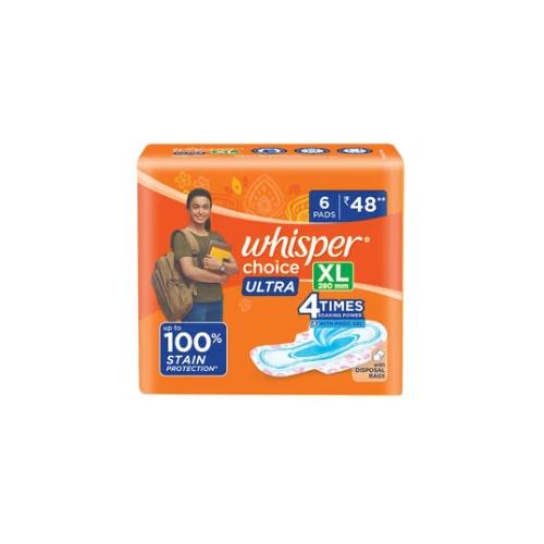 Whisper Choice Ultra XL Sanitary Pads for Women (Pack of 6pcs)