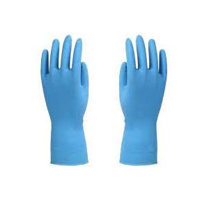 Rubber Hand Gloves 11 Inch Blue 1 Pair