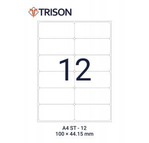 Trison Self-Adhesive Labels ST-12 A4 Size 100 x 44.15mm (100 Sheets)