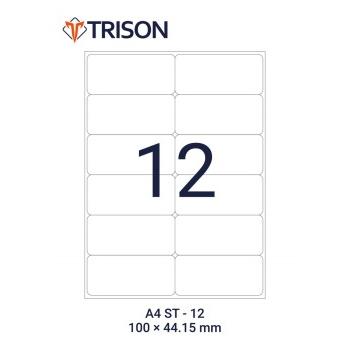 Trison Self-Adhesive Labels ST-12 A4 Size 100x 44.15mm (100 Sheets)