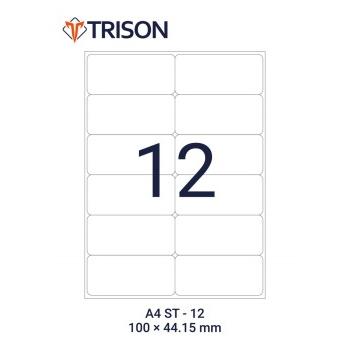 Trison Self-Adhesive Labels ST-12 A4 Size 100 x 44.15mm (100 Sheets)