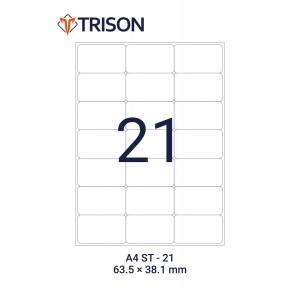 Trison Self-Adhesive Labels ST-21 A4 Size 63.5 x 38.1mm (100 Sheets)