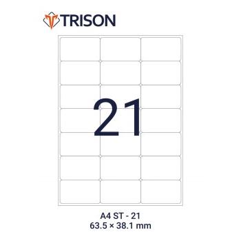 Trison Self-Adhesive Labels ST-21 A4 Size 63.5x 38.1mm (100 Sheets)