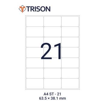 Trison Self-Adhesive Labels ST-21 A4 Size 63.5 x 38.1mm (100 Sheets)