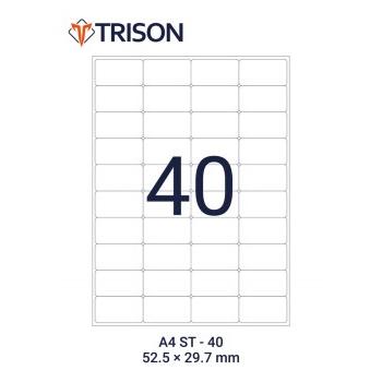 Trison Self-Adhesive Labels ST-40 A4 Size 52.5 x 29.7mm (100 Sheets)