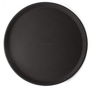 Anti-Skid Black Round Salver Tray, 14 Inch