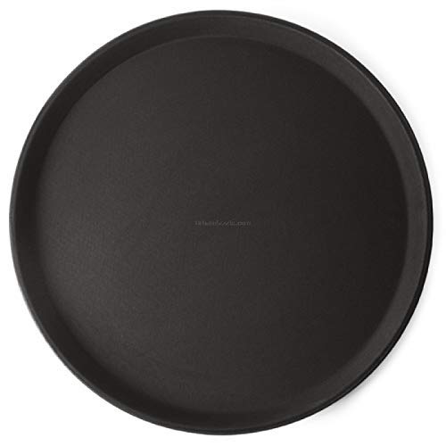 Anti-Skid Black Round Salver Tray, 14 Inch