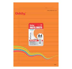 Oddy  Dyed Pastel Color Sheet (Uncoated Paper) CPSRA4-20 Single Sided Ruled Pastel Color Sheets, 4 Sheet x 5 Colors A/4 Size 180GSM