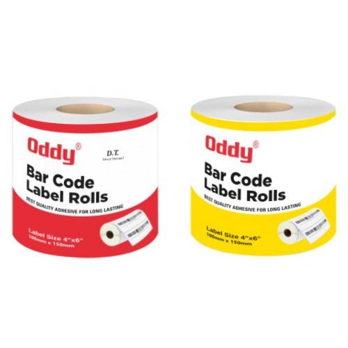 Oddy Direct Thermal Barcode Label Roll BC4X6X1 DT Size 100x150mm (Pack of 300pcs)