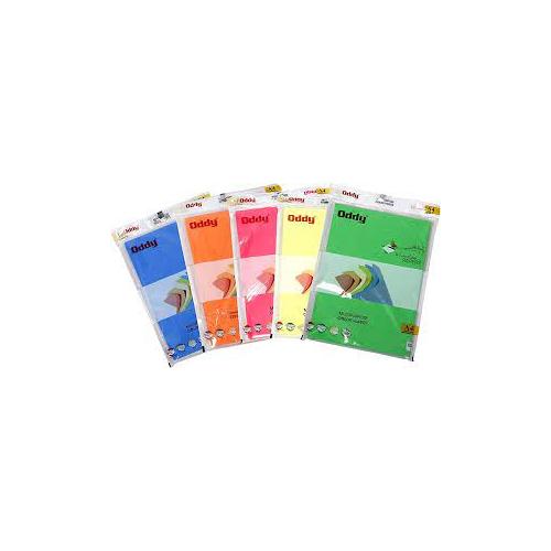 Oddy Color Coated Fluorescent Sheet CCFSA450 Mix 10C Size A4 80GSM (Pack of 50 Sheets) 10 Col. x 5 Sheets