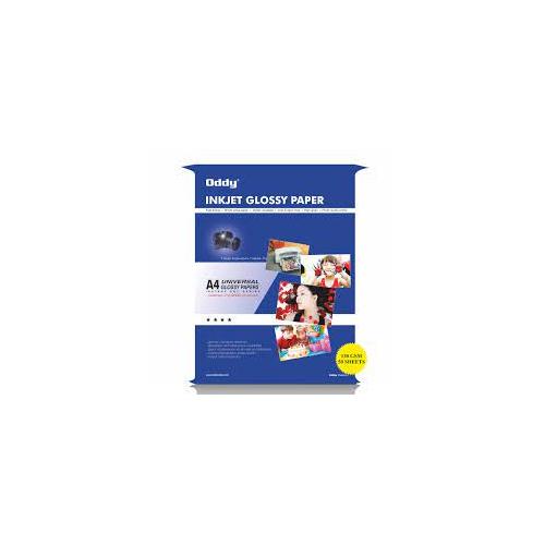 Oddy Coated Glossy Paper PG130A4-100 Size A4 (210 x 297) 130GSM Pack of 100 Sheets (Universal For all Inkjet Printers Blue Packing)