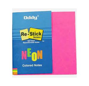 Oddy Re-Stick Paper Notes RSN NEON 3x3inch (Pack of 80 Sheets) Pink Color