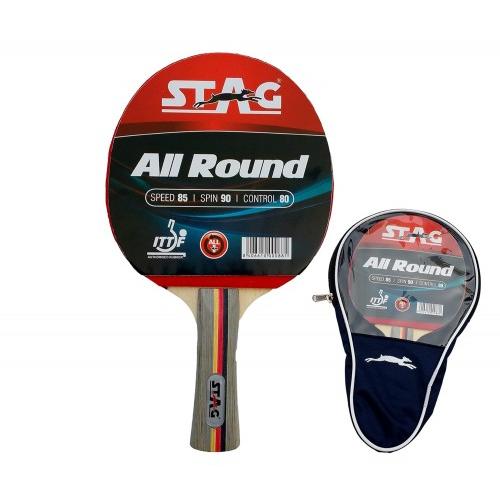 Stag ITTF Approved Rubber All Round Advanced Wood Table Tennis Racquet 180 Grams, Multicolour