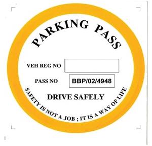 One Side Round Parking Sticker Diameter: 10cm