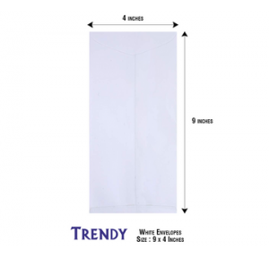 Trendy White Envelopes Size 9x4inch (60gsm) (Pack of 1000pcs)