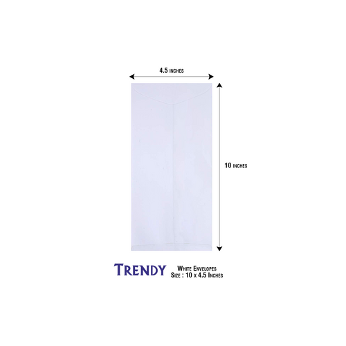 Trendy White Envelopes Size 10x4.5inch (60gsm) (Pack of 1000pcs)