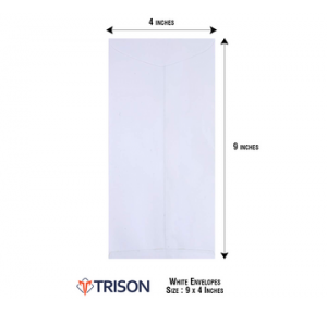 Trison White Envelopes Size 9x4inch (100gsm) (Pack of 1000pcs)