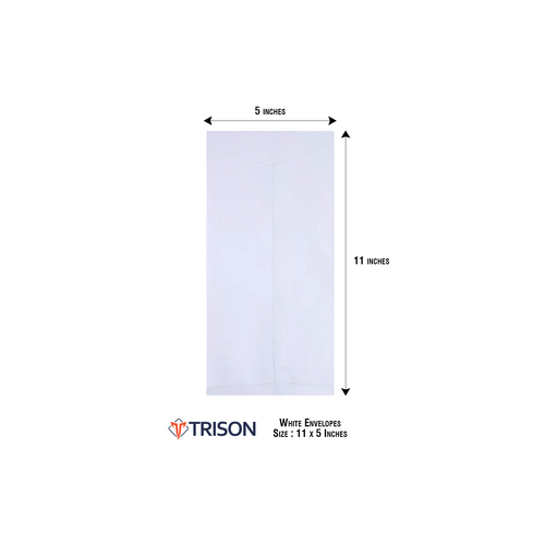Trison White Envelopes Size 11x5inch (100gsm) (Pack of 1000pcs)