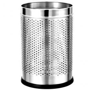 Perforated Round Dustbin 20 Gauge Stainless Steel 202 Size : 8x12 Inch, 7 Ltr