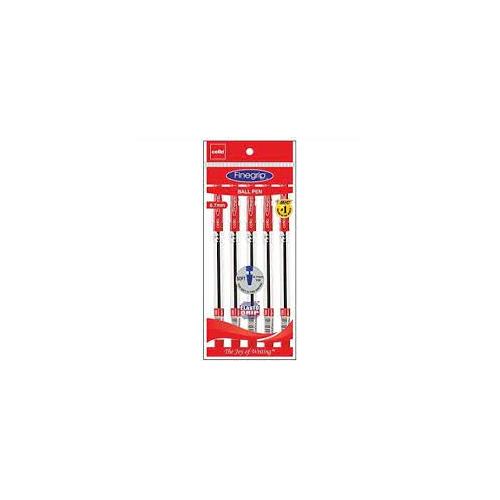 Cello Fine Grip Ball Pen 0.7 mm Red (Pack of 5)