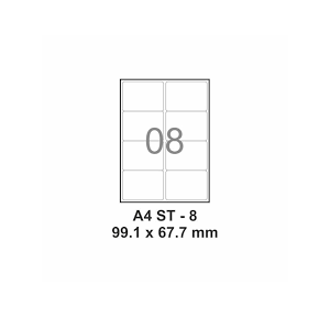 Lotus Self Adhesive Labels A4 Size ST-8 99.1 x 67.7mm (Pack of 100 Sheets)