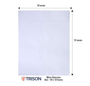Trison Envelope White Non-Laminated 100 GSM 12x10 Inch Pack of 50