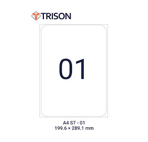 Trison Self Adhesive Labels A4 Size ST-01 199.5 x 289.1mm (100 Sheets)