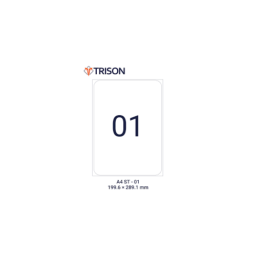 Trison Self Adhesive Labels A4 Size ST-01 199.5 x 289.1mm (100 Sheets)
