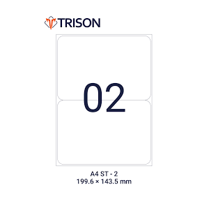 Trison Self Adhesive Labels A4 Size ST-2 199.6 x 143.5mm(100 Sheets)